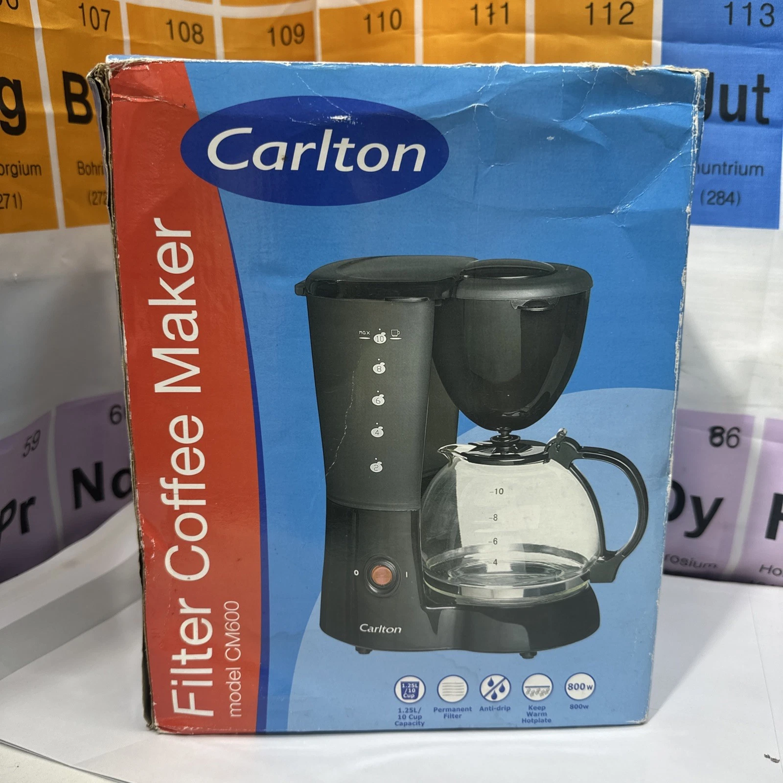 Carlton CM600 Filter Coffee Maker Machine 800W 1.25L 10 Cup Black