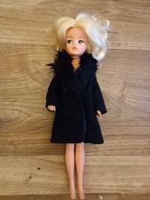 Vintage Sindy 1960s RARE Black Coat With Faux Fur Trim NO Doll