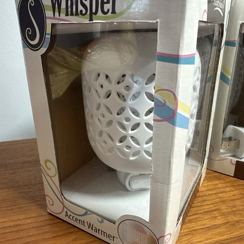 (2) Scentsationals Whisper Plug In Accent Scaldacera Pennino Ritaglio Ceramica Bianca - Foto 2 di 4