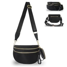 Checkered Crossbody Bum Bags for Women, Nylon Sling Bags with Shoulder Strap,...