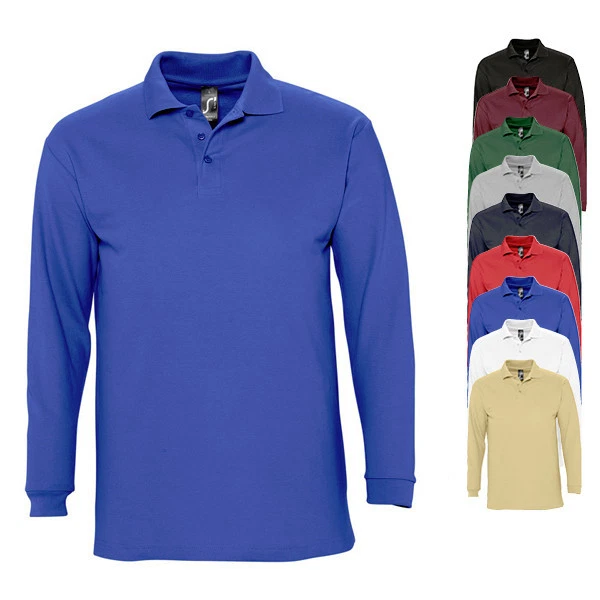 POLOSHIRT LANGARM Langarmpolo Polohemd Knopfleiste S M L XL XXL NEU Sol´s L549 - Bild 1 von 1