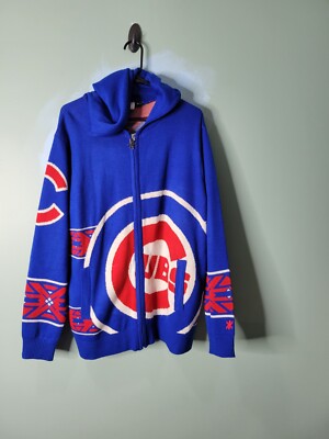 MLB Chicago Cubs Klew Fairisle Ugly Christmas Sweater Hoodie Size L