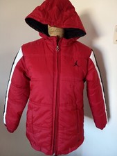 Nike Air Jordan Puffer Jacket Youth 16/18 Red White Black Full Zip Hoodie 81917