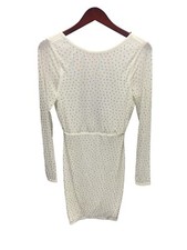 Windsor White Bedazzled Long Sleeve Open Back Formal Dress