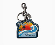 NWT COACH California Bag Charm Key Ring "California" F35483 Cornflower color