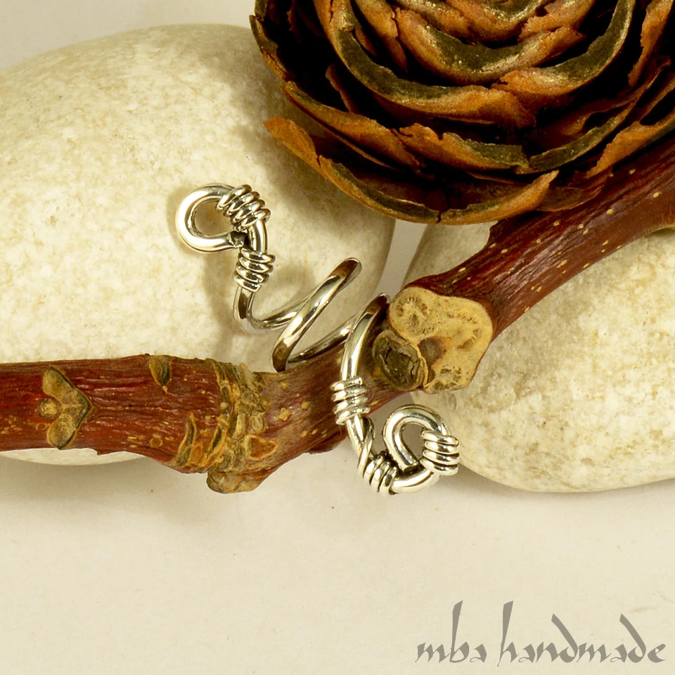 Espiral Plata Esterlina Vikingo Cuentas Barba Joyería Rastas Accesorio para Cabello Foto 4 de 4