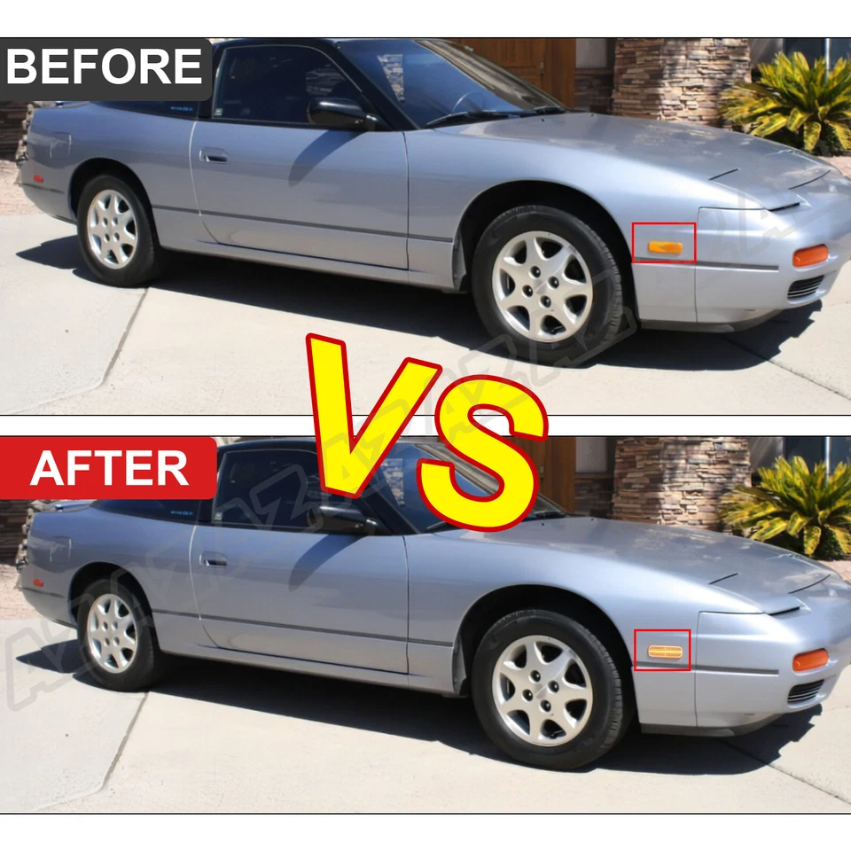 For 93-97 Nissan Altima 89-94 240SX Front Amber LED Side Marker Signal Light 2PC Foto 3 de 4