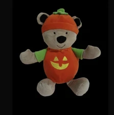 Carters Just One You Plush Pumpkin Teddy Bear Baby Rattle Rattle Halloween Toy8"