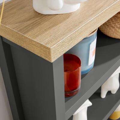 Living Room Graphite Oak Coffee Console TV Stand Solid Living Room Graphite Oak Coffee Console TV Stand Solid