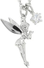 Tinker Bell Necklace Shining star and Tinkerbell Silver 925 Disney Official item