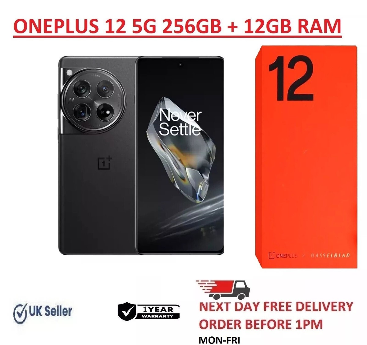 OnePlus 12 5G - 256GB 12GB RAM - Unlocked - Silky Black -BRAND NEW