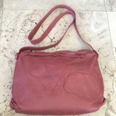 Carlos Falchi Pink Leather Shoulder Bag Crossbody Handbag Purse Vtg 80s Womens