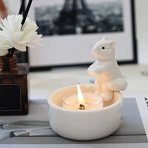 Squirrel Candle Holder Cute Grilled Animal Aromatherapy Candle Shelf Decor Gift - Bild 2 von 8