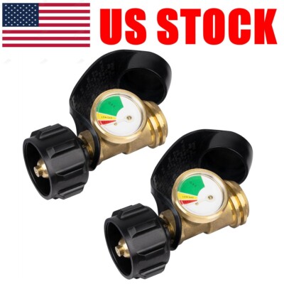2 Propane Tank Gauge Brass Adapter Gas Pressure Level Meter Indicator for BBQ RV