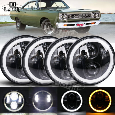 4pcs 5.75'' LED Headlights HI/LO DRL Turn Signal Fit for Satellite 1968-1974