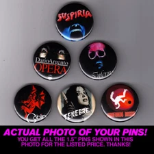 DARIO ARGENTO 1.5" PINS / BUTTONS (movie poster suspiria goblin vintage horror)