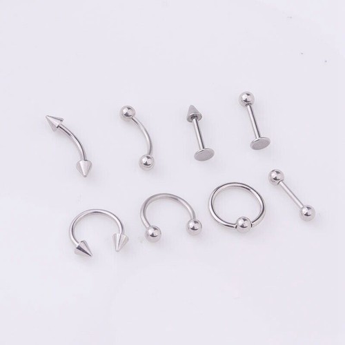 Nose Steel Ring Accessories 8pieces/set Stainless Piercing Eyebrow Body Lip Nail - Picture 13 of 13