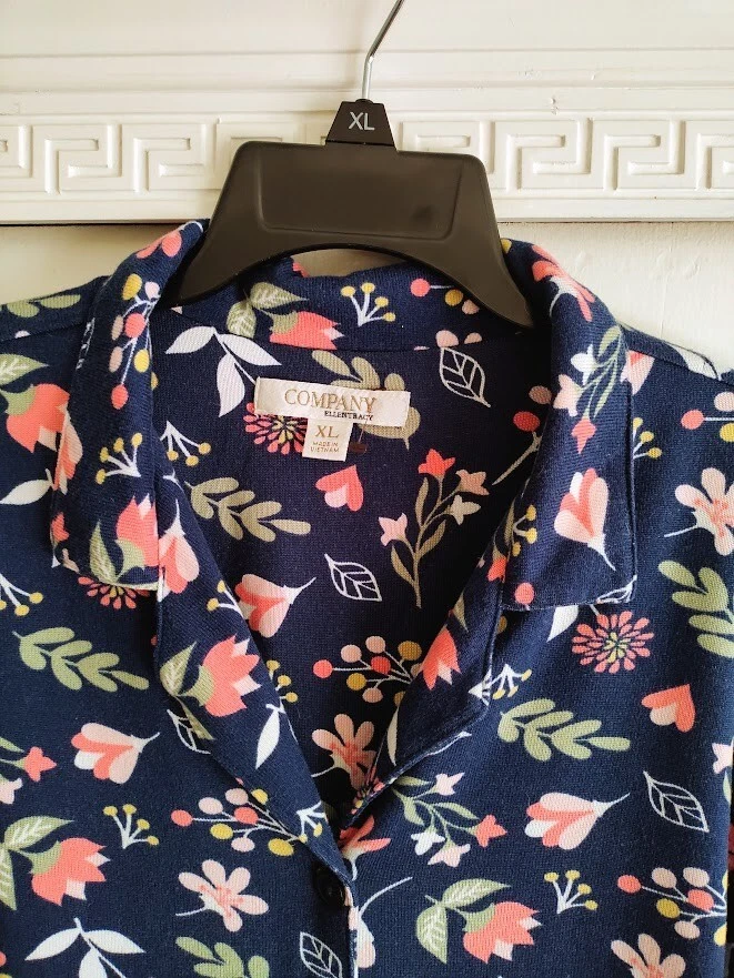 Pijama Ellen Tracy Company PJ Top Para Mujer XL Manga Larga Suave Estilo Arte Popular Foto 3 de 4