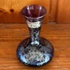 Murano Venetian Glass Purple Silver Mini Vase 4.25” Vtg W/label!