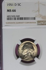1951 D NGC 5C MS66 JEFFERSON NICKEL #B46642