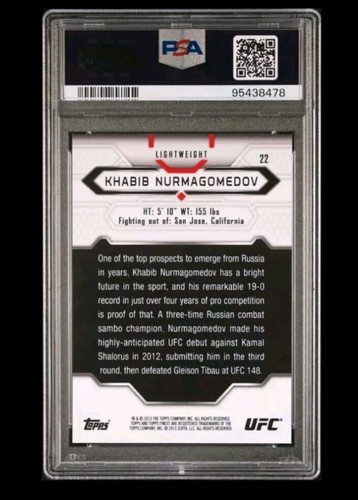 2013 Topps UFC Finest Khabib Nurmagomedov Diamond Refractor Rookie PSA 9 (RC) - Picture 2 of 2