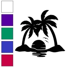 Palm Trees Sunset, Vinyl Decal Sticker, Multiple Colors & Sizes #6438