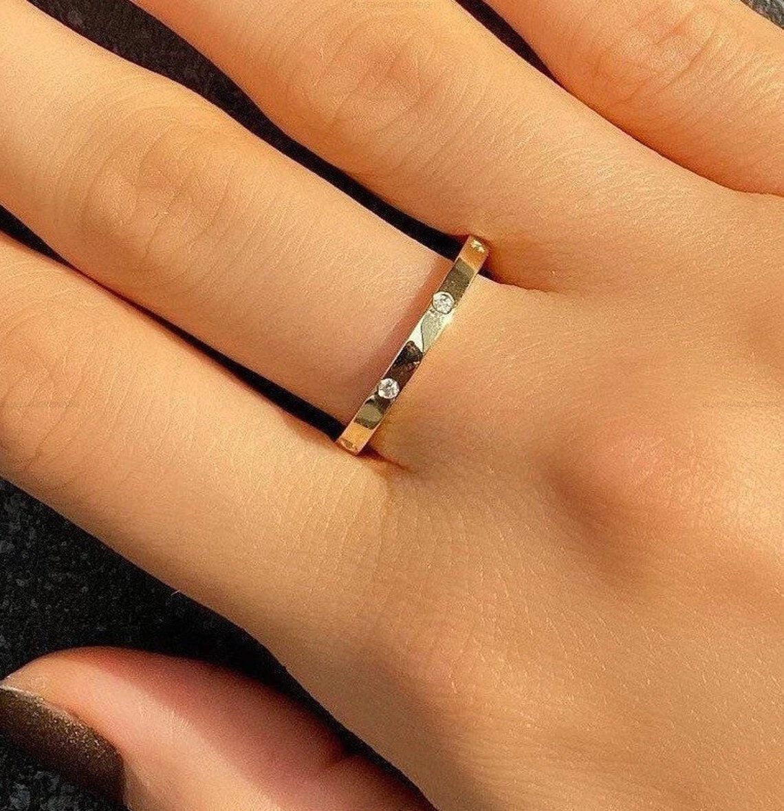 Diamond stackable band rings sale