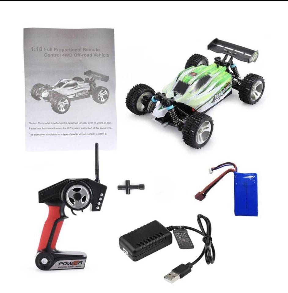 Wltoys A959-B 1/18 4WD Super High Speed Rc Car 70KM/H Rc Racing Off Road Buggy - Image 3 of 4