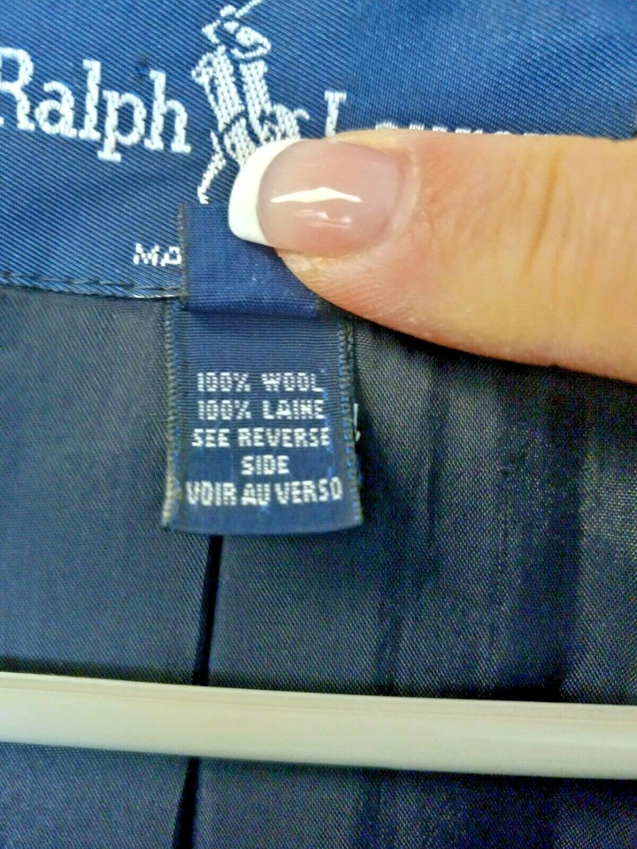 Blazer para mujer L👀K Ralph Lauren azul marino 100 % lana 2 botones talla 10 Foto 4 de 4