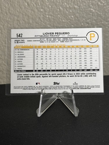 Liover Peguero 2024 Topps Series 2 #542 Team Color Logo SP Pirates🔥 - Picture 2 of 2
