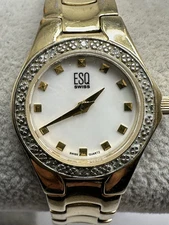 ESQ By Movado E5283 Ladies MOP Watch New Battery 22MM 6.25" Rare F43