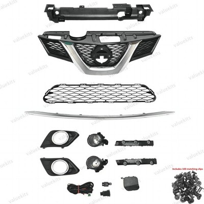11PC For Rogue 2014-2016 Bumper Radiator Support Cover Grille Mesh Fog light Kit