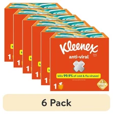 (6 pack) Kleenex Anti-Viral Facial Tissues, 1 Cube Box,55 Tissues per Box,3-Ply