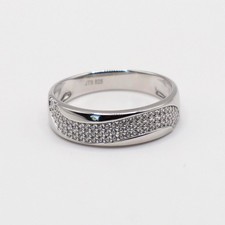 JTS Men's 925 Sterling Silver Three Row Pave Band Ring Size 11 New