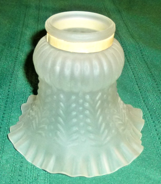 Vintage~Patterned Light Shade/Ruffled Edge Frosted Satin Glass~Replacement