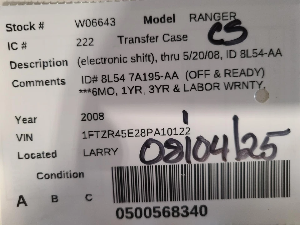 Used Transfer Case Assembly fits: 2008 Ford Ranger electronic shift ID 6L54-AD G - Image 3 of 4