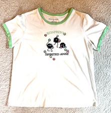 Studio Ghibli SPIRITED AWAY Soot Sprite Dust Embroidered Ivory T Shirt LARGE