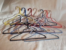 Vintage Crochet Yarn Covered Clothes Wire Hangers Granny Multi Colored Lot of 14