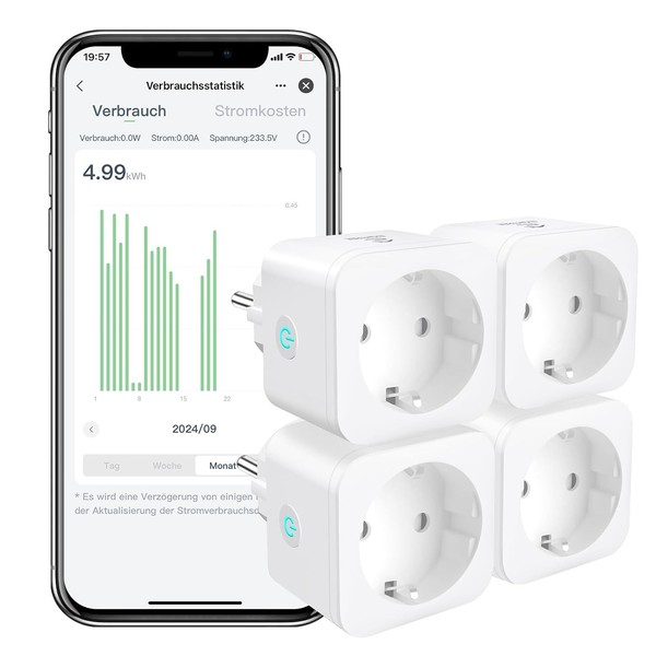 Eightree Smart Wlan Steckdose, Smart Home Wifi Steckdose Mit Stromverbrauch-image