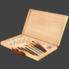Art Supply Organizer Wood Tool Box Multifunctional Sturdy Pastel Paint Brush