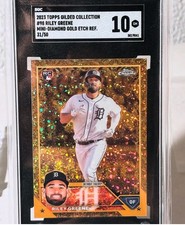2023 Topps Gilded Gold Mini-Diamond Etch #98 Riley Greene /50 RC JERSEY  # MATCH