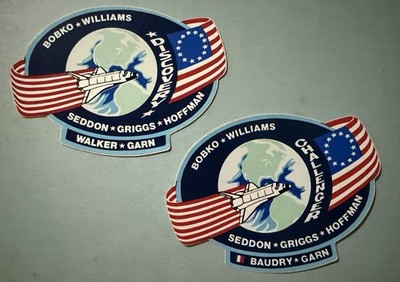 Vintage NASA Space Shuttle Mission 51-D Stickers Decals Set Of 2 Discovery Crew