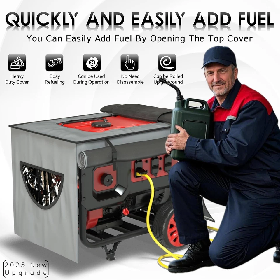 Cubierta de generador resistente al agua de doble capa - Se adapta a modelos 3000W-12000W, gris Foto 4 de 4