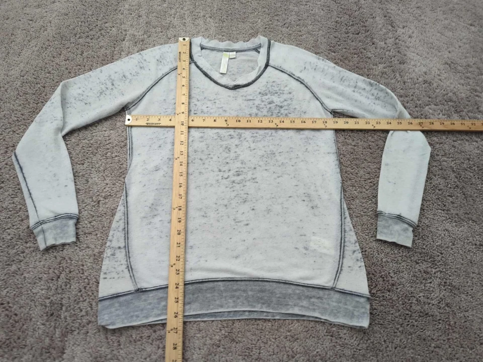 Green Tee Pullover Sweatshirt Womens S Long Sleeve Burnout Wornout Long Sleeve - Image 4 of 4