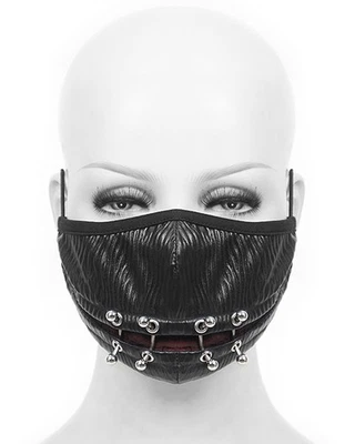Devil Fashion Goth Punk Gesichtsmaske Mundschutz Schwarz Rot Piercing Ringe Cyberpunk - Bild 1 von 4