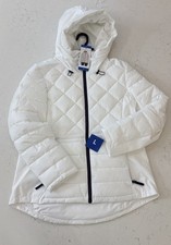 Tommy Hilfiger, Women's Quilted Puffer jacket with hood, Size Large, White, NWT