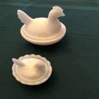 ROOSTER & HEN ON NEST Milk glass
