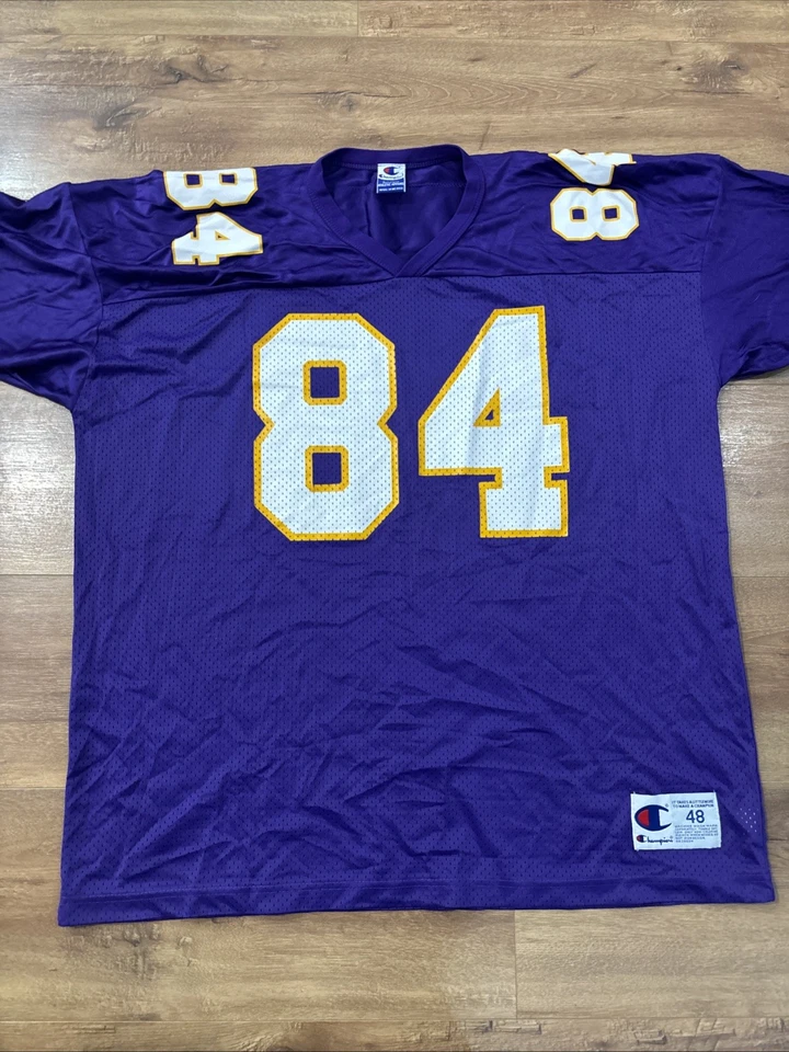 Camiseta deportiva de colección campeón Minnesota Vikings NFL fútbol Randy Moss #84 para hombre 48 Skol Foto 2 de 4