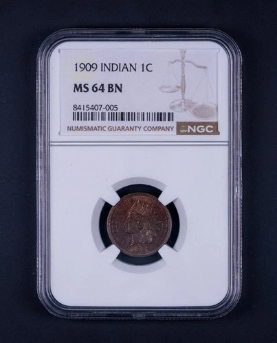 1909 Indian Head Cent 1c NGC MS64 BN WB005