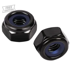 1/4-20 Nylon Insert Hex Lock Nuts Locknuts, 304 Stainless Steel 18-8, Black Oxi